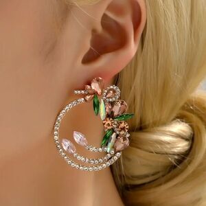 Anthropologie Multicolor Crystal Hoop Earrings